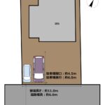 【区画図】カーポートがあり、並列２台駐車が可能です。