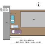 【リフォーム予定／区画図】工事前は軽自動車が並列2台の駐車場ですが、拡張工事を行う予定です。工事後は車種によりますが最大3台駐車が出来るようになります。