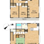 【間取り図】4LDKの間取です。建物面積が約144.4㎡とゆとりのある大きさになっています。