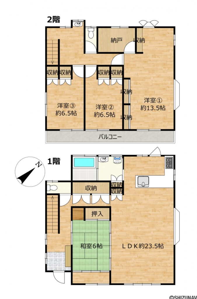 【間取り図】4LDKの間取です。建物面積が約144.4㎡とゆとりのある大きさになっています。