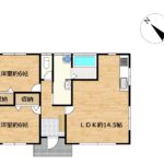 【間取り図】2LDKのコンパクトな平屋戸建です。