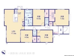 【7月完成予定】磐田市福田　限定1棟　81坪超の敷地に建つ、新築4LDKの平屋の物件画像