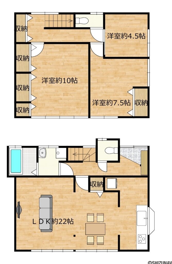 カチタス　金谷天王町　間取り図の中古住宅4DK