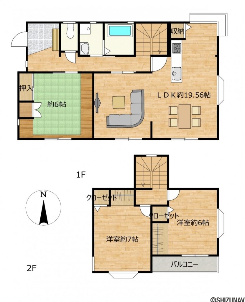【リフォーム後予定間取り図】和室1部屋、洋室2部屋の3LDKへリフォーム予定です。