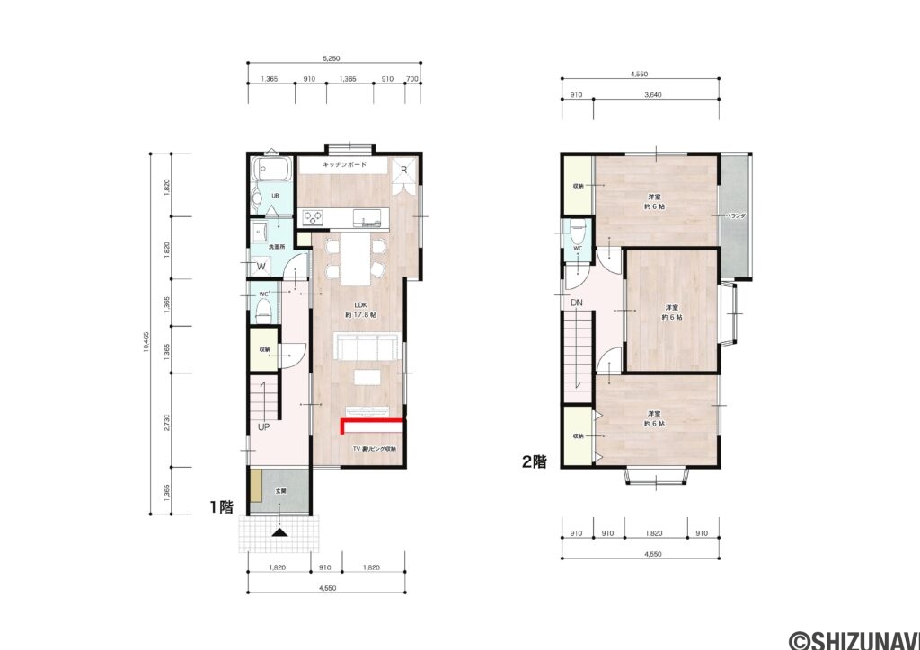 【リフォーム済】静岡市駿河区青木　3LDKの3LDK（1階：LDK17.8帖
2階：洋室6帖、6帖、6帖）の間取り図