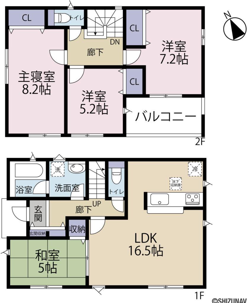 【2026.6完成】富士市天間第17　全３棟　1号棟　新築戸建ての4LDKの間取り図