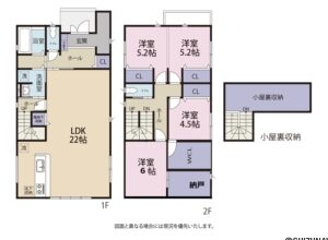二階の洋室は壁を新設することで2部屋に分けることも可能です