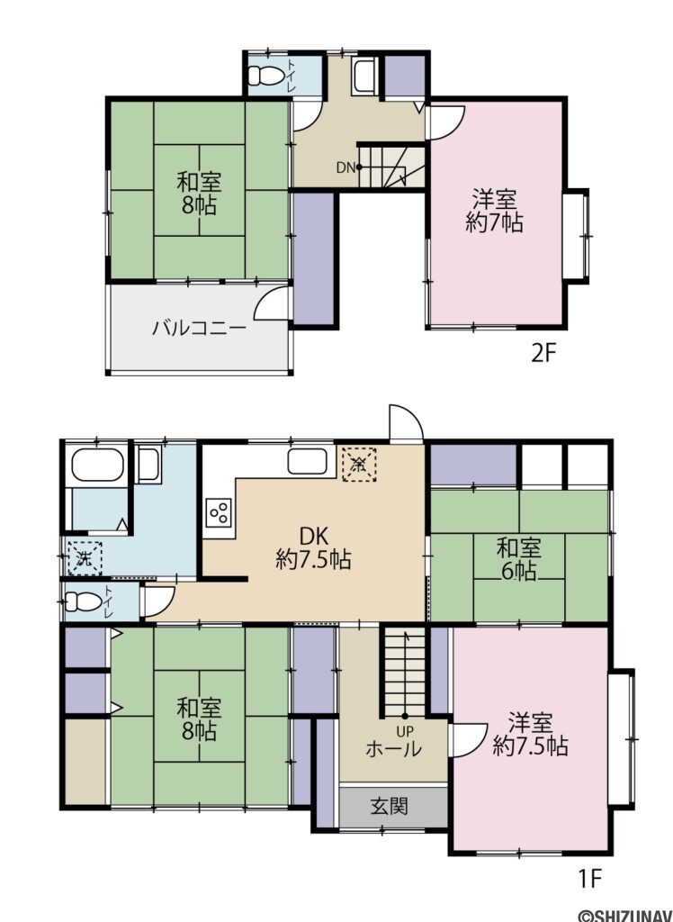 藤枝市旭が丘　中古住宅（現況販売）の5DKの間取り図