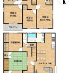 【リフォーム後間取り図】リフォーム後は約19.25帖の広々としたLDKを確保。水回り設備を一新し、1階に2部屋、2階に3部屋を備えた、ゆとりある5SLDKの住まいへ生まれ変わります。
