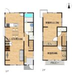 【リフォーム後間取り図】約21帖の広々としたLDKを確保し、水回り設備を一新。快適性と機能性を高め、ご家族がゆったりと暮らせる住まいへリフォームします。