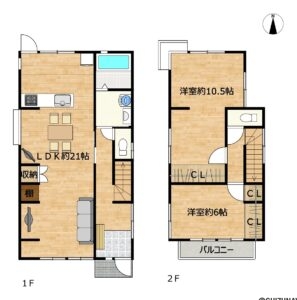 【リフォーム後間取り図】約21帖の広々としたLDKを確保し、水回り設備を一新。快適性と機能性を高め、ご家族がゆったりと暮らせる住まいへリフォームします。