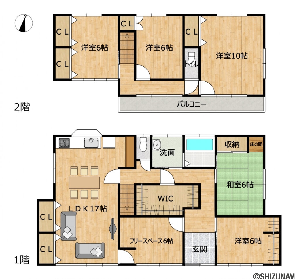 カチタス　すみれだい2丁目　間取り図の中古住宅4LDK