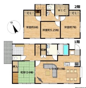 【間取り図（リフォーム後予定図）】フローリング上張り、畳表替え、クロス張替え、水回り設備交換、玄関交換、外壁塗装を行う予定です。1階にも居室（和室）があり、平家のような使い方も可能な間取りとなっております。