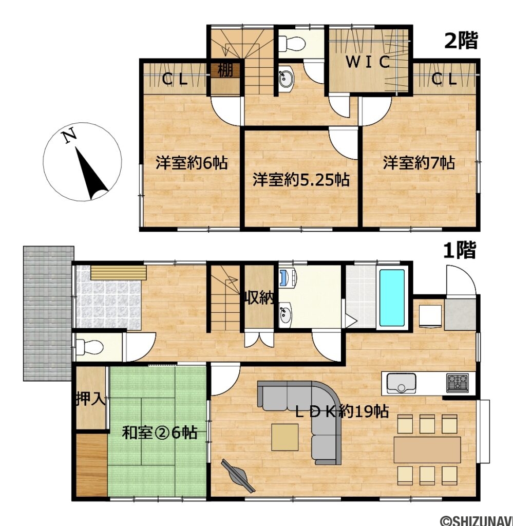 【間取り図（リフォーム後予定図）】フローリング上張り、畳表替え、クロス張替え、水回り設備交換、玄関交換、外壁塗装を行う予定です。1階にも居室（和室）があり、平家のような使い方も可能な間取りとなっております。