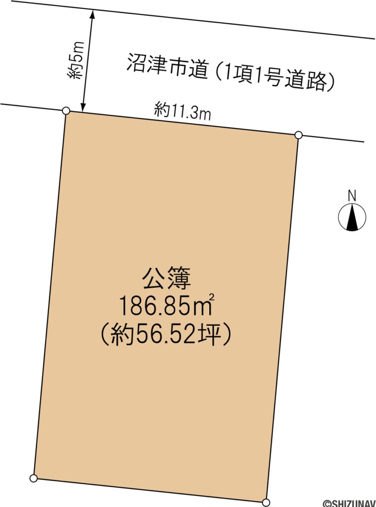 沼津市東原　売り土地　土地形状図