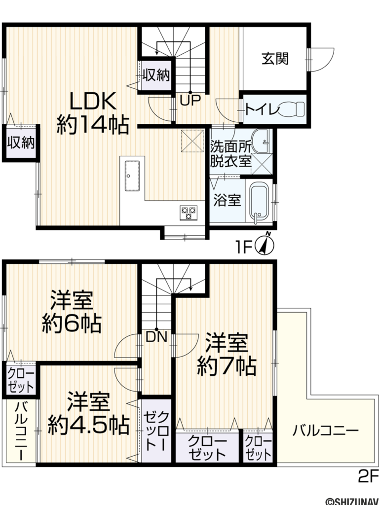 ☆フルリフォーム中☆　お求めやすい価格の中古住宅が出ました！の4DK（1階：DK、和室6帖
2階：洋室6帖、4.5帖、和室6帖）の間取り図