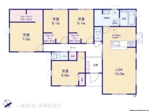【2026年4月完成済】磐田市池田　4LDK　平屋/長期優良住宅の物件画像