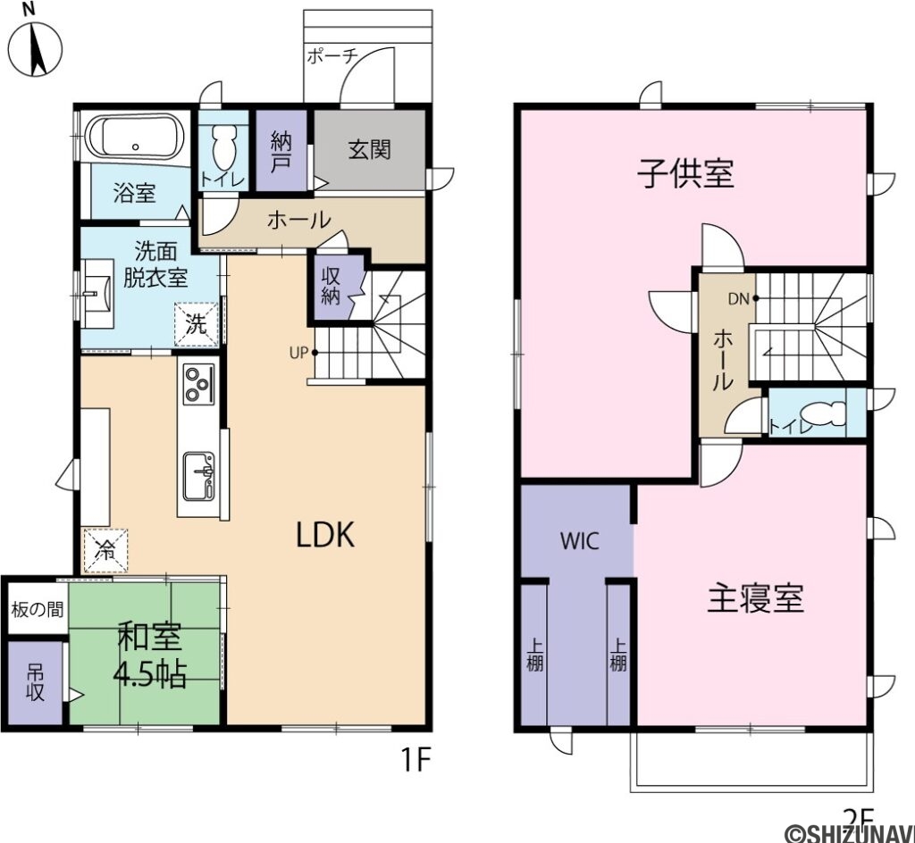 【仲介手数料不要】浜松市浜名区貴布祢　中古住宅【セキスイハイム施工】の2LDKの間取り図
