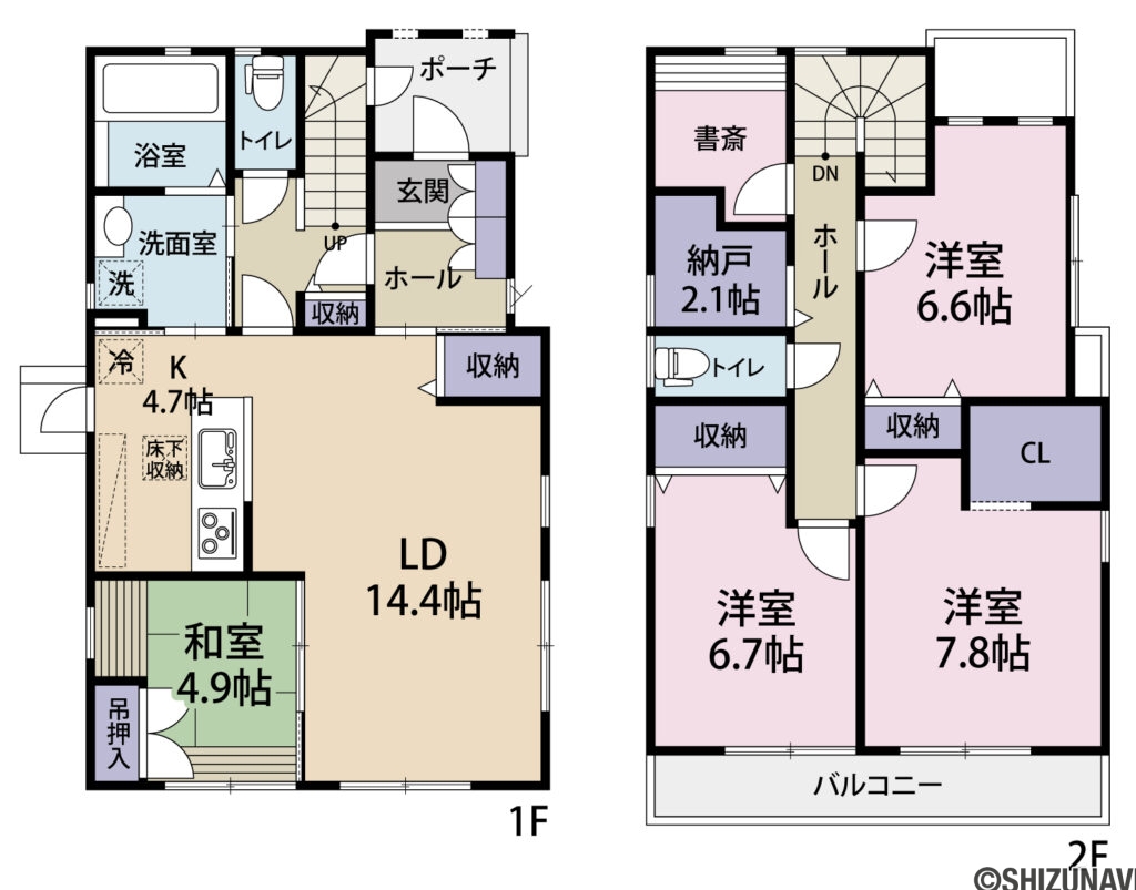 藤枝市藤岡四丁目　オール電化中古住宅の4LDK＋Sの間取り図