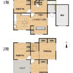 【リフォーム後間取り図】（予定）1階は2部屋を繋げてLDKに変更いたします。和室は洋室へリフォーム予定です。各部屋に収納がついており、収納力豊富なお家です。