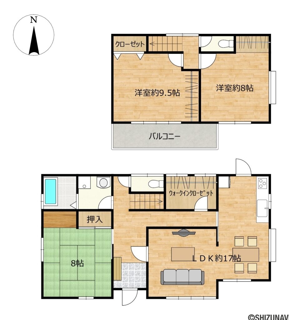 【リフォーム予定／間取り図】浴室と洗面室を移設し、１坪サイズに変更いたします。LDKは約17帖まで大きくなる予定です。