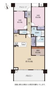 2SLDK　専有面積72.42㎡