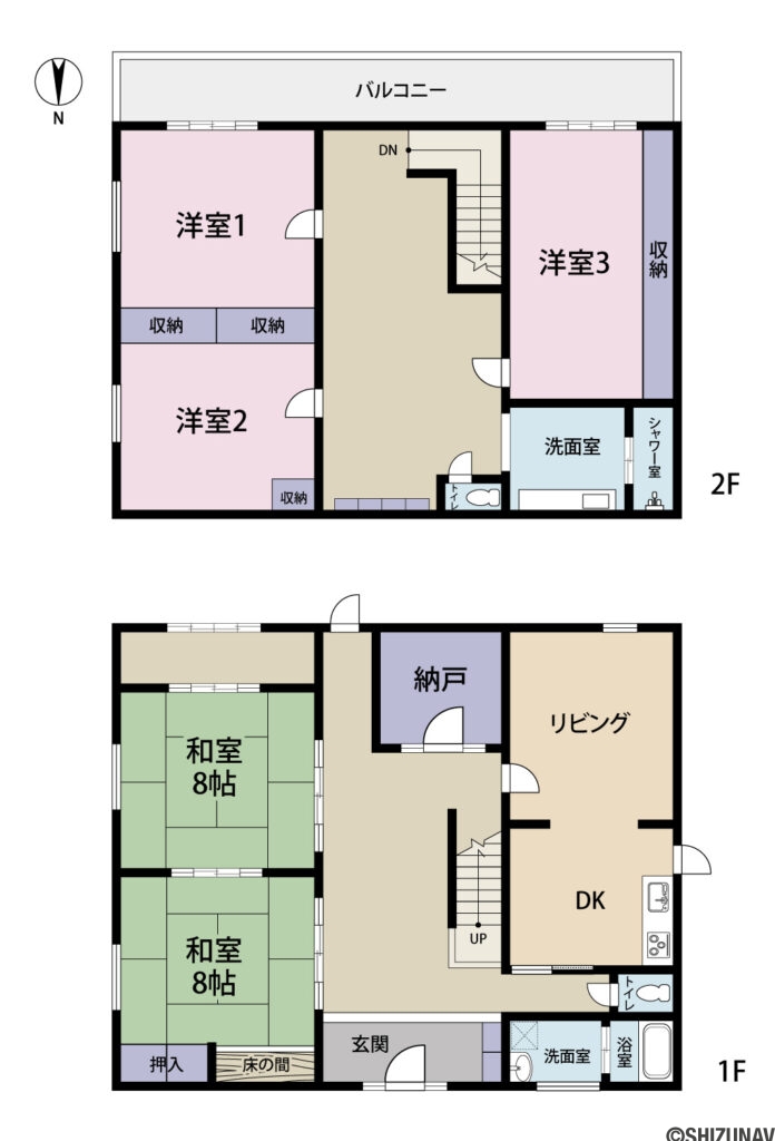 御殿場市新橋　中古住宅　御殿場市立御殿場小・御殿場市立御殿場中学区の5LDK＋Sの間取り図