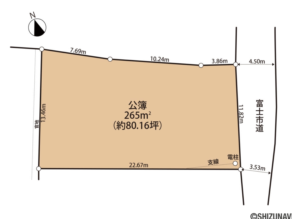 富士市大淵　売り土地　土地形状図