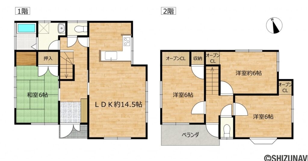 羽鮒リフォーム後間取図の中古住宅4LDK