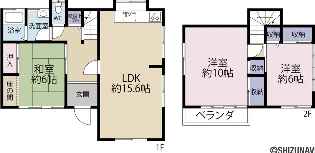 清水町徳倉　内外装リフォーム済　中古住宅の3LDK（LDK15.6帖
和室6帖
洋室10帖
洋室6帖）の間取り図