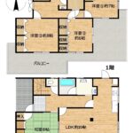 【リフォーム後予定間取り図】1階には約20帖LDKと8帖和室があり、2階には洋室が3部屋あります。