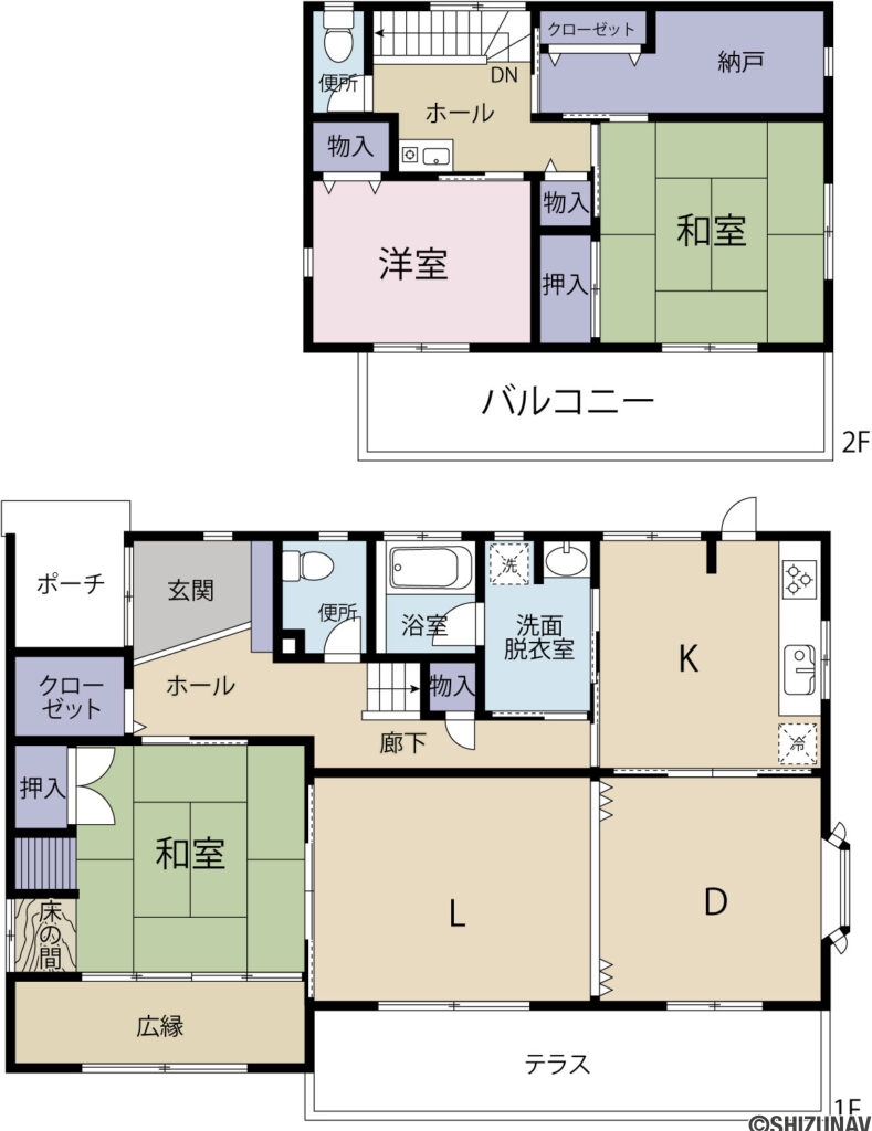 磐田市下本郷　中古戸建の3LDK＋Sの間取り図