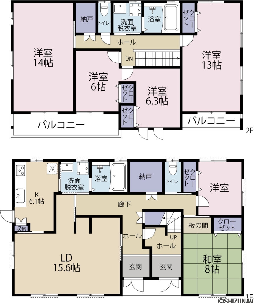 【仲介手数料不要】長泉町上土狩　二世帯住宅　長泉町立長泉小・長泉町立北中学校の6LDK＋2Sの間取り図