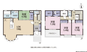 ゆったりとしたLDK19帖は日当たりの良い寛ぎ空間。