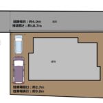 【区画図】縦列2台の駐車場がございます。