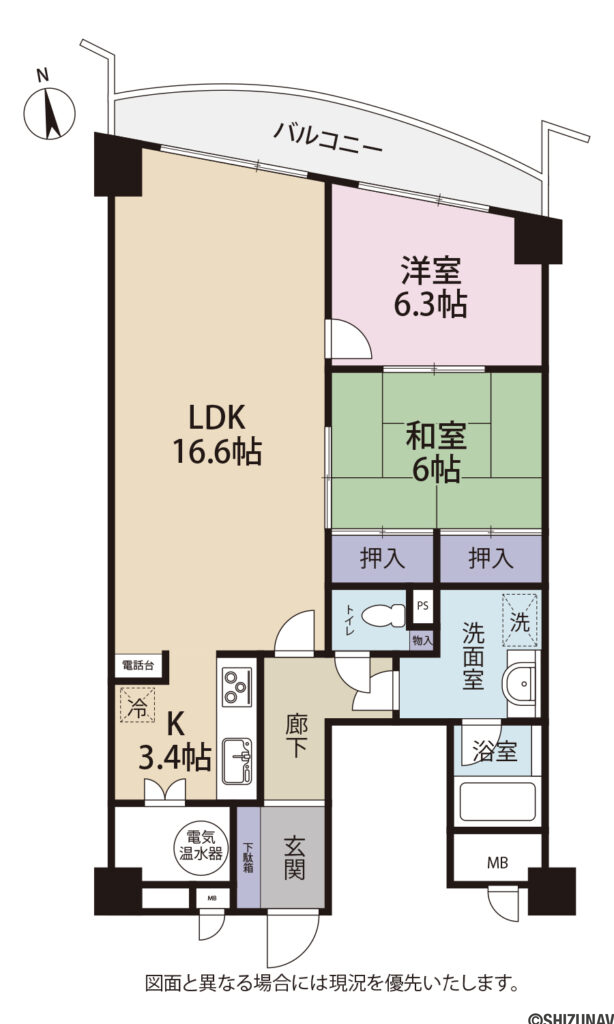 センシブル大仁　3階　2LDK　温泉引込みの共同浴場有りの画像