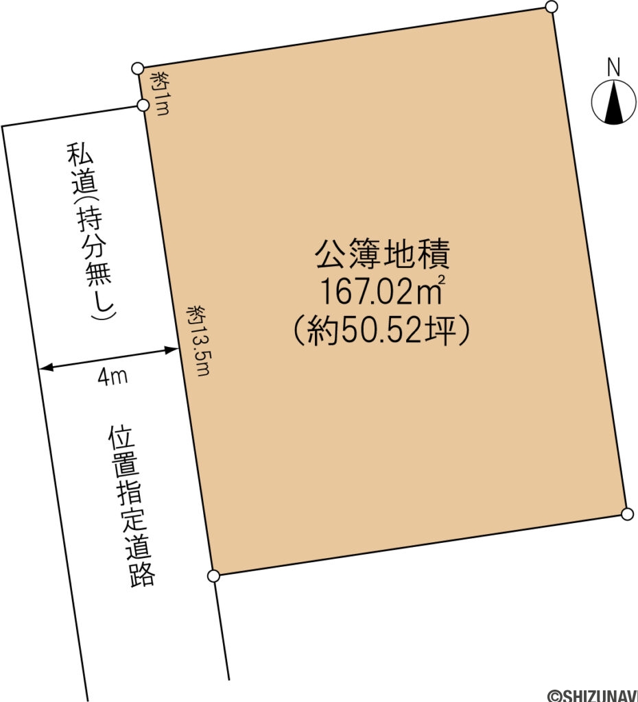 富士宮市万野原新田　売り土地　土地形状図