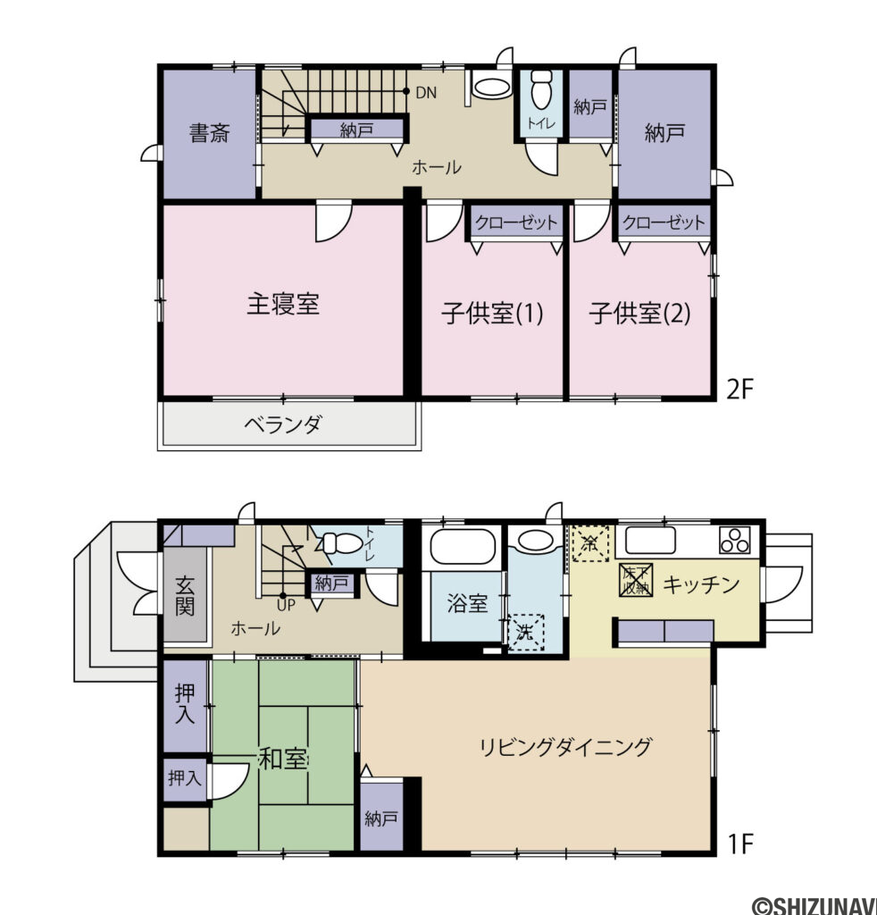 【仲介手数料不要・セキスイハイム施工】掛川市大坪台中古戸建　4LDK+Sの4LDK＋Sの間取り図