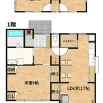 【リフォーム後間取図（予定）】3LDKの住宅です。各居室にクローゼットに加えて、キッチンパントリーや玄関シューズクロークなどもあり、収納力が高い住宅となっております。