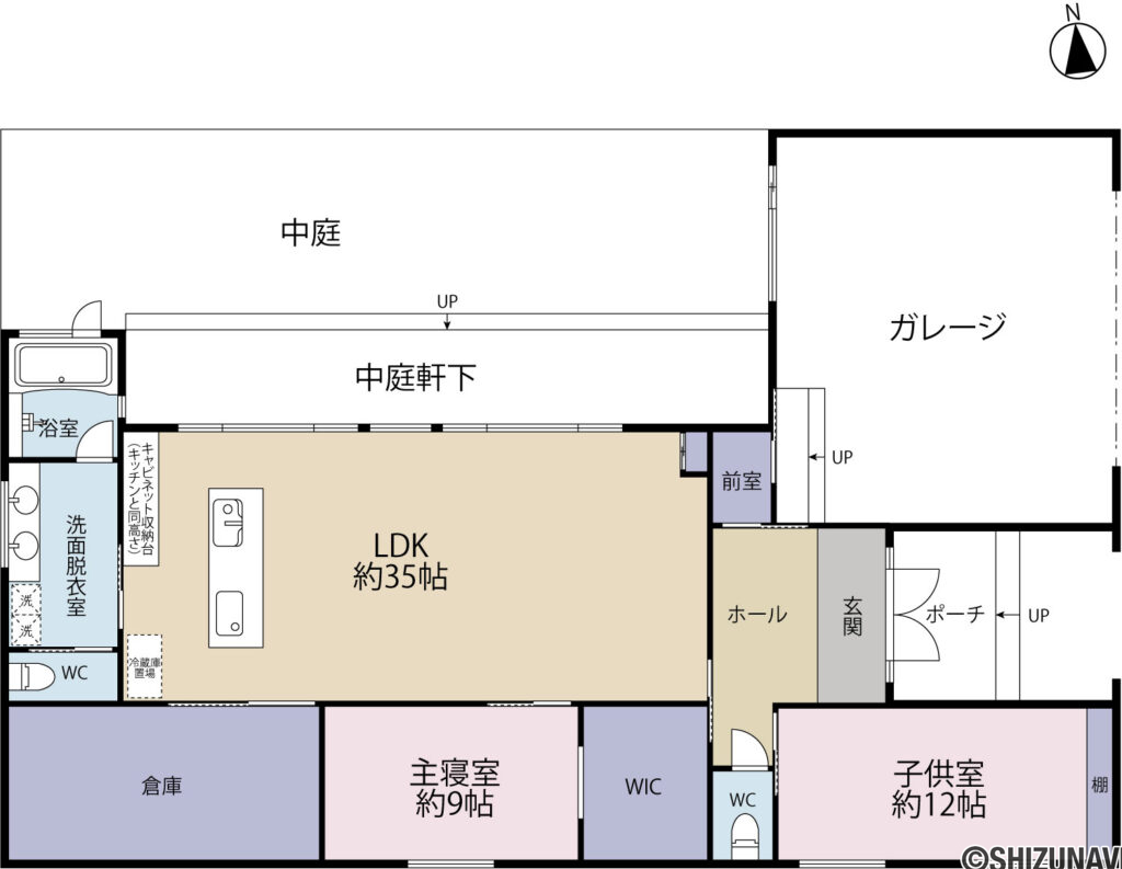 磐田市源平新田　中古戸建ての中古住宅2SLDK＋S（LDK約35帖、主寝室約9帖、子供室約12帖）