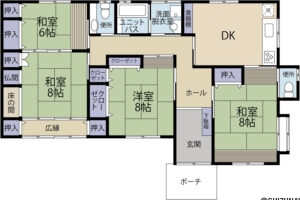 浜松市中央区下江町　中古住宅　バリアフリー平屋　4DK　敷地広々150坪超　線引き前宅地　即案内可能の画像