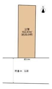 沼津市本錦町　売り土地　土地形状図