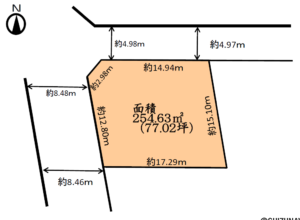 【仲介手数料不要】藤枝市音羽町6丁目｜76坪超の整形角地・建築条件なしの物件画像