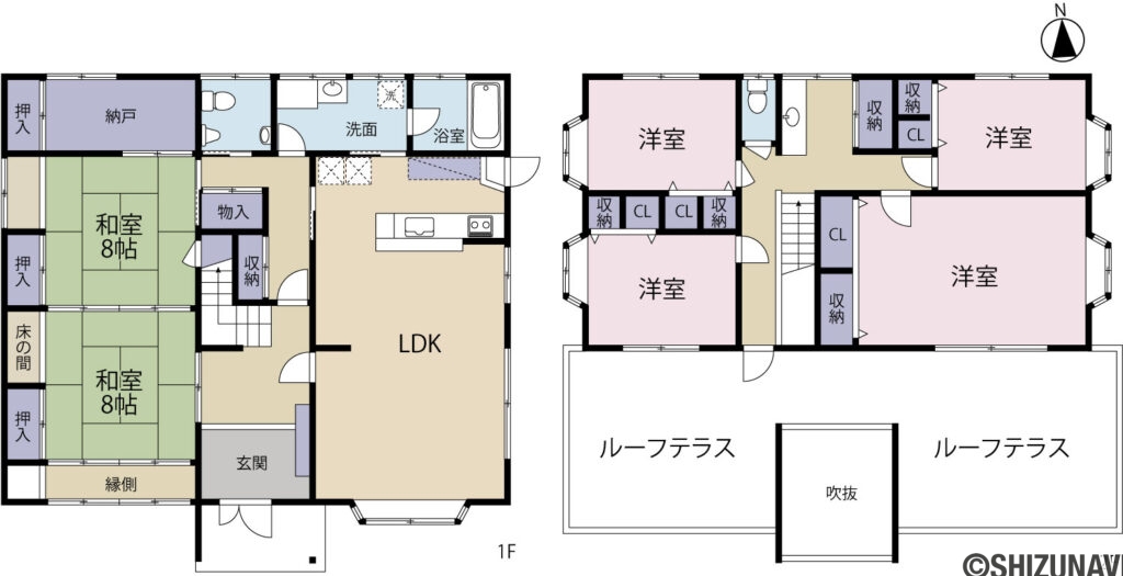 富士市江尾　中古住宅　6SLDKの6SLDKの間取り図