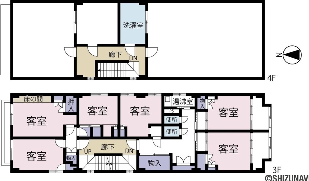 旅館間取：３階・４階