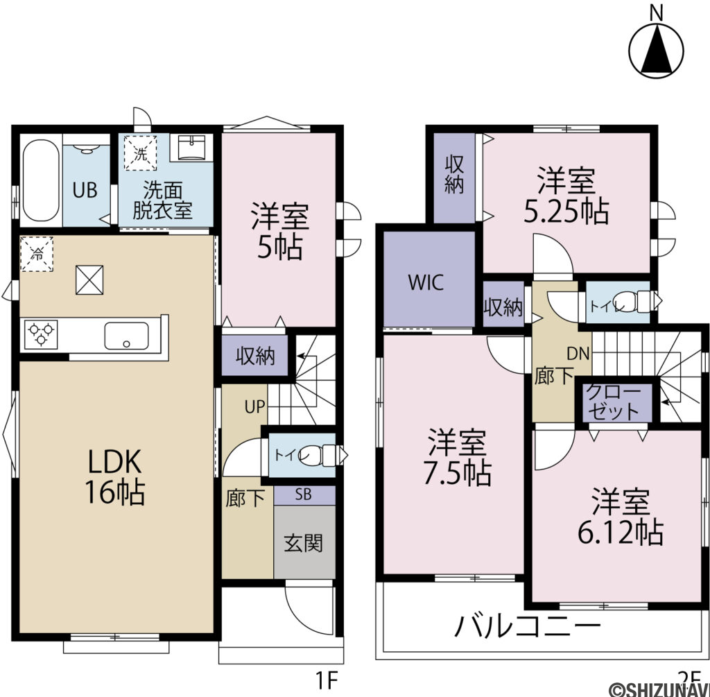 【長期優良住宅】ハートフルタウン清水町徳倉2622番　全２棟　B号棟　4LDKの4LDKの間取り図