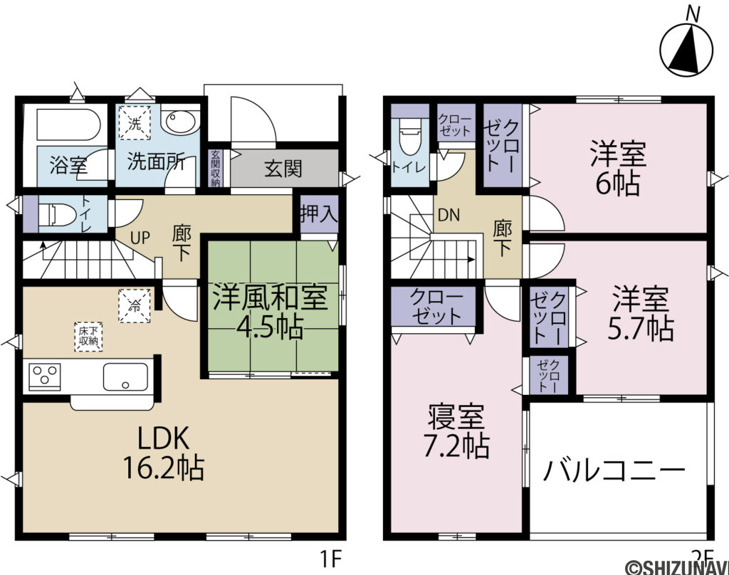 沼津市高尾台第６　全４棟　4号棟　駐車場３台可　4LDKの4LDKの間取り図