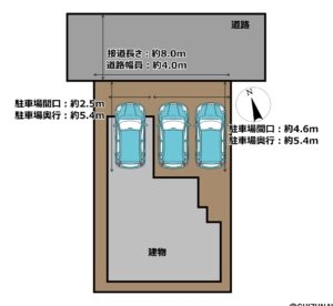 【区画図】並列3台駐車可能
