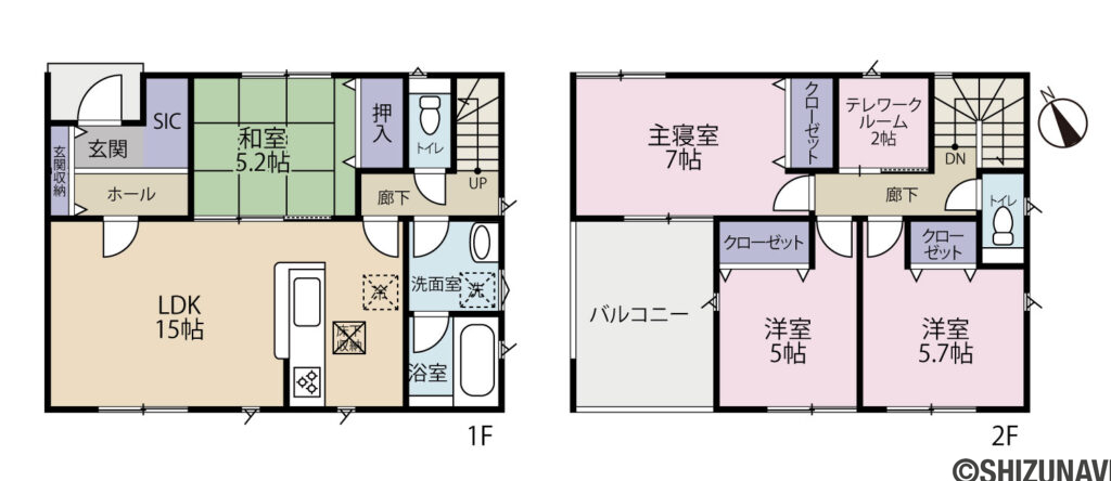 【2026年６月完成】富士宮市万野原新田第30　全２棟　2号棟の4LDKの間取り図