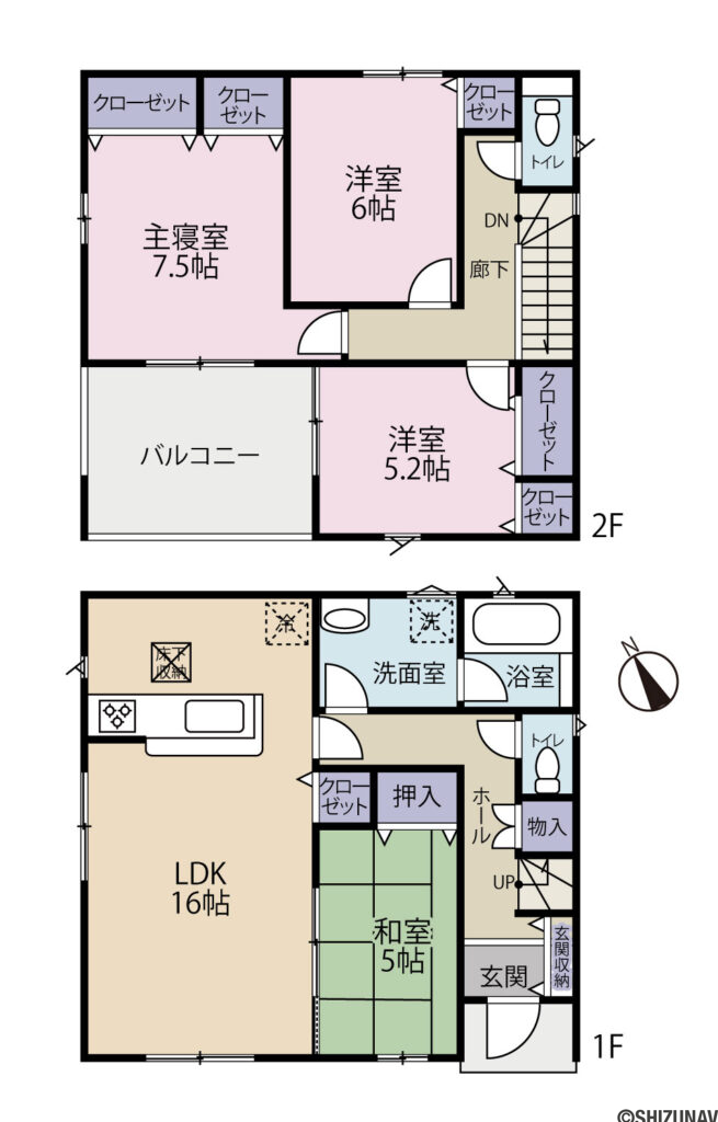 【2026年3月完成】沼津市大塚第15　全3棟　2号棟の4LDKの間取り図